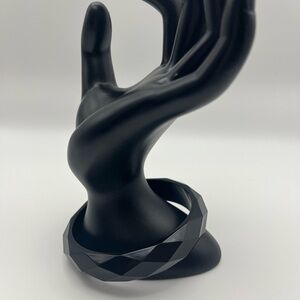 All-Black Faceted Cuff Bracelet – Bold Geometric Style